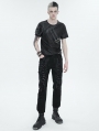 Black Gothic Punk Daily Long Fitted Pants for Men