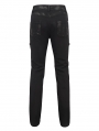 Black Gothic Punk Daily Long Fitted Pants for Men