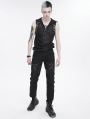 Black Gothic Punk Rock Leg Harness Fitted Pants for Men