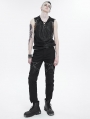 Black Gothic Punk Rock Leg Harness Fitted Pants for Men