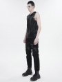 Black Gothic Punk Rock Leg Harness Fitted Pants for Men