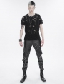 Black Gothic Punk Fashion Fitted Leather Pants for Men