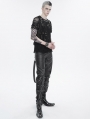 Black Gothic Punk Fashion Fitted Leather Pants for Men