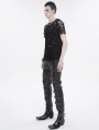 Black Gothic Punk Fashion Fitted Leather Pants for Men