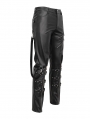 Black Gothic Punk Fashion Fitted Leather Pants for Men