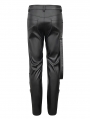 Black Gothic Punk Fashion Fitted Leather Pants for Men