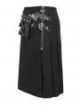 Black Gothic Punk Half Zipper Pouch Skirt for Men