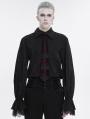 Black Gothic Vintage Long Sleeve Fitted Tuxedo Shirt for Men