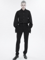 Black Gothic Vintage Long Sleeve Fitted Tuxedo Shirt for Men