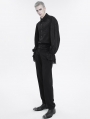 Black Gothic Vintage Long Sleeve Fitted Tuxedo Shirt for Men