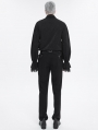 Black Gothic Vintage Long Sleeve Fitted Tuxedo Shirt for Men