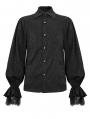 Black Gothic Vintage Long Sleeve Fitted Tuxedo Shirt for Men