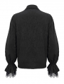 Black Gothic Vintage Long Sleeve Fitted Tuxedo Shirt for Men
