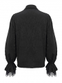 Black Gothic Vintage Long Sleeve Fitted Tuxedo Shirt for Men