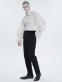 White Gothic Vintage Long Sleeve Fitted Tuxedo Shirt for Men