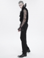 Black Retro Gothic Gorgeous Lace See-Through Long Sleeve Shirt for Men