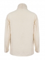 Beige Vintage Gothic Stand Collar Long Sleeve Cotton Shirt for Men