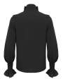 Black Gothic Retro Palace Frilly Long Sleeve Shirt for Men