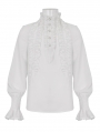 White Gothic Retro Palace Frilly Long Sleeve Shirt for Men