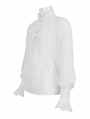 White Gothic Retro Palace Frilly Long Sleeve Shirt for Men