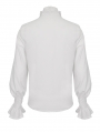 White Gothic Retro Palace Frilly Long Sleeve Shirt for Men