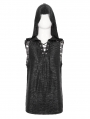 Black Gothic Punk Sleeveless Hooded T-Shirt for Men