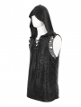 Black Gothic Punk Sleeveless Hooded T-Shirt for Men