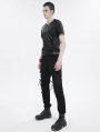 Black Gothic Punk Arm Pocket Short Sleeve T-shirt for Men