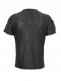 Black Gothic Punk Arm Pocket Short Sleeve T-shirt for Men