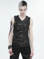 Black and Bronze Gothic Punk Rock V-neck Vest Top for Men