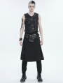 Black and Bronze Gothic Punk Rock V-neck Vest Top for Men