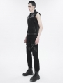 Black Gothic Punk Rock Studded Zip Up Waistcoat for Men