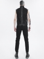 Black Gothic Punk Rock Studded Zip Up Waistcoat for Men