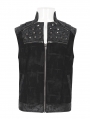 Black Gothic Punk Rock Studded Zip Up Waistcoat for Men