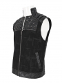 Black Gothic Punk Rock Studded Zip Up Waistcoat for Men