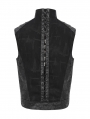 Black Gothic Punk Rock Studded Zip Up Waistcoat for Men