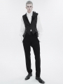 Black Gothic Retro Feather Party Swallowtail Waistcoat for Men