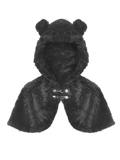 Black Gothic Bear Ear Gothic Lolita Hooded Short Cape for Women