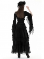 Black Gothic Retro Girdling Bell Sleeves Cape for Women