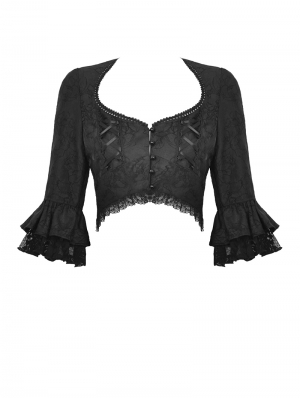 Black Gothic Gorgeous Lace Cape Top for Women