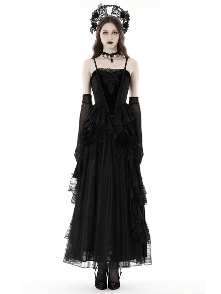 Black Gothic Vintage Court Velvet Strap Overbust Corset Top for Women ...