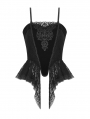 Black Gothic Vintage Court Velvet Strap Overbust Corset Top for Women
