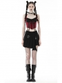 Black and Red Gothic Doll Overbust Wide Strap Corset Top for Women