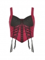 Black and Red Gothic Doll Overbust Wide Strap Corset Top for Women