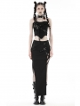 Black Gothic Punk Metal Buckle Strap Crop Corset Top for Women