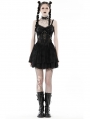 Black Gothic Spider Web Mesh Sexy See-Through Strap Short Dress