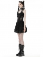 Black Gothic Spider Web Mesh Sexy See-Through Strap Short Dress