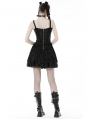 Black Gothic Spider Web Mesh Sexy See-Through Strap Short Dress