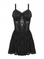 Black Gothic Spider Web Mesh Sexy See-Through Strap Short Dress