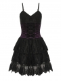 Black Gothic Sexy Purple Lace Up Party Mini Dress